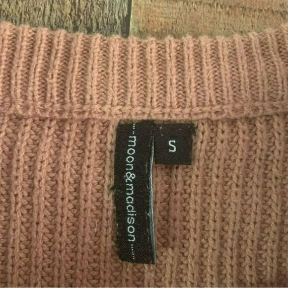 Moon and Madison womens size small pink crew neck sweater with tie up sides - Picture 6 of 8